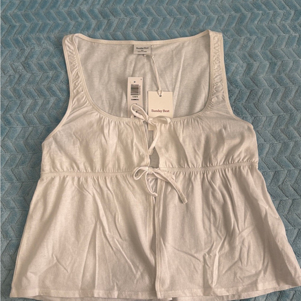 Sunday Best White Tie-Front Tank Top